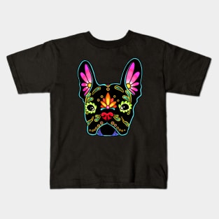 French Bulldog in Black - Day of the Dead Sugar Skull Dog Kids T-Shirt